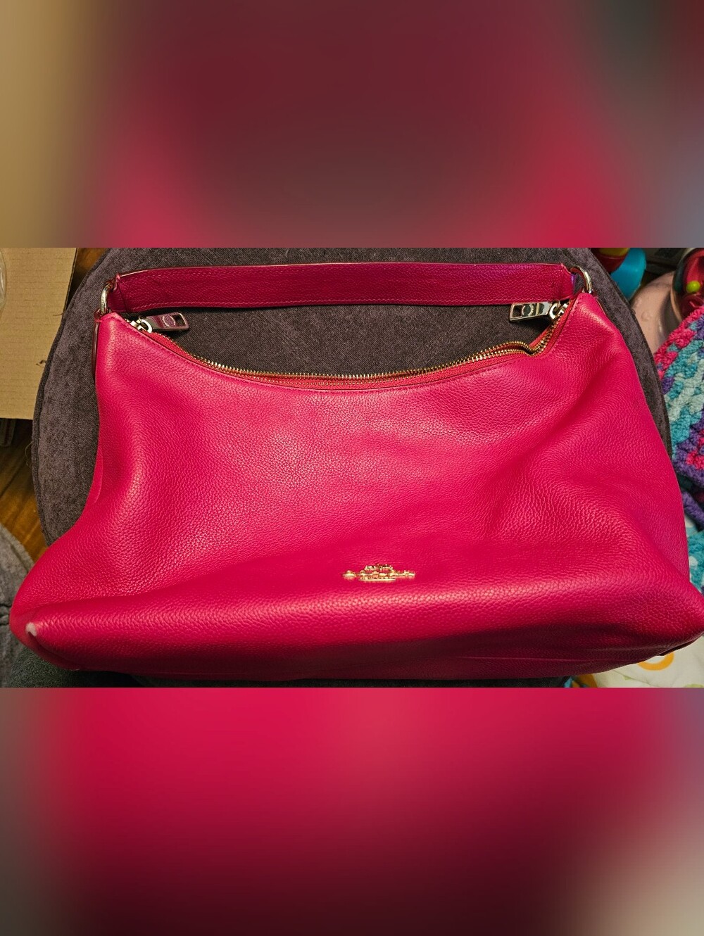 Coach Celeste Pebbled Leather Hobo Bag in Hot Pink
